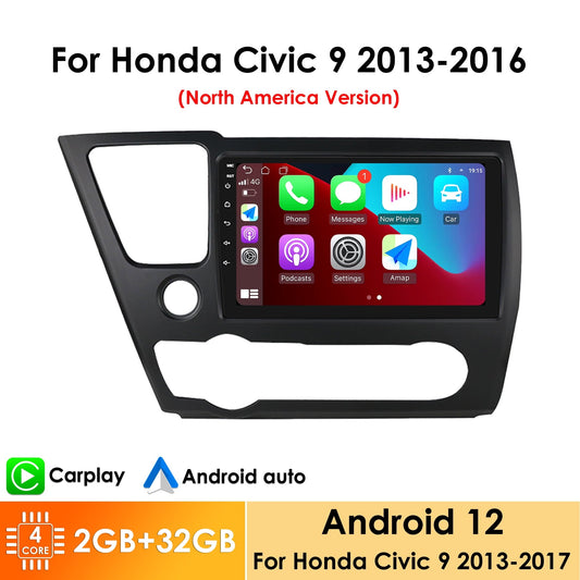 Apple Carplay Android 10 GPS Navigation Wifi RDS Car Stereo Radio Player For 2013 2014 2015 2016 Honda Civic Honda Android host