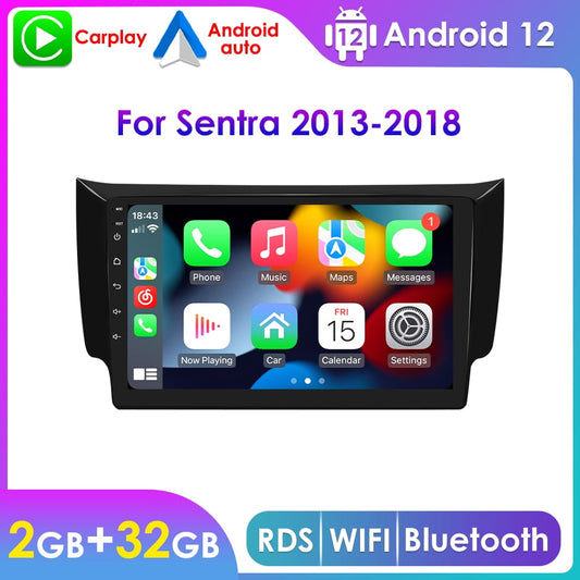 Apple Carplay Android 12 RDS 2+32GB Auto Car Stereo Radio Head Unit GPS Navigation Player For Nissan Sentra Sylphy 2012 2013 2014 2015 2016 2017 2018