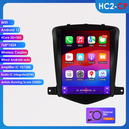 Bluetooth Android 12 Apple Carplay 2+32GB Wifi RDS Car Stereo Radio Head Unit GPS Navigation Player In Dash For Chevrolet Chevy Cruze J300 2008 2009 2010 2011 2012
