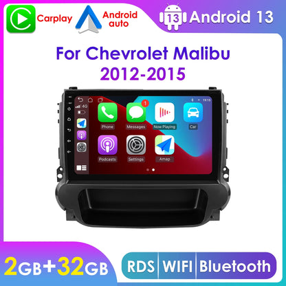 Bluetooth Apple Carplay 2+32GB Android 13 Wifi RDS 9" Touch Screen Car Stereo Radio Head Unit Multimedia GPS Navigation Player For Chevrolet Chevy Malibu 2012 2013 2014 2015