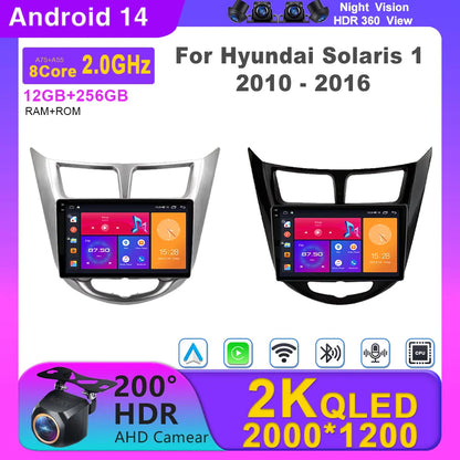 Car Radio For Hyundai Solaris 1 2010 - 2016 Android 14  wifi Multimedia Video Player Navigaion   GPS Stereo 2din DVD  Head unit Ferrari   Android host
