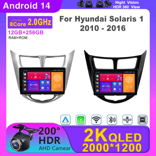 Car Radio For Hyundai Solaris 1 2010 - 2016 Android 14  wifi Multimedia Video Player Navigaion   GPS Stereo 2din DVD  Head unit Ferrari   Android host