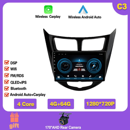 Car Radio For Hyundai Solaris 1 2010 - 2016 Android 14  wifi Multimedia Video Player Navigaion   GPS Stereo 2din DVD  Head unit Ferrari   Android host