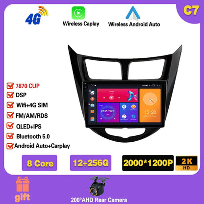 Car Radio For Hyundai Solaris 1 2010 - 2016 Android 14  wifi Multimedia Video Player Navigaion   GPS Stereo 2din DVD  Head unit Ferrari   Android host