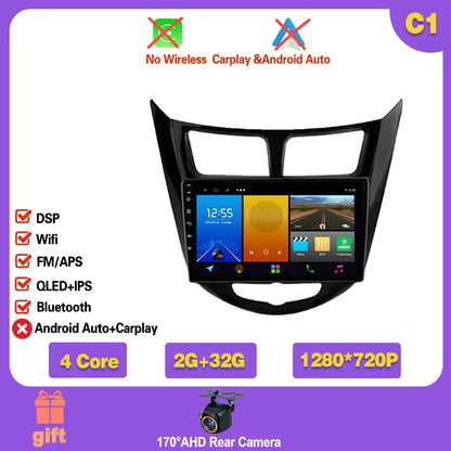 Car Radio For Hyundai Solaris 1 2010 - 2016 Android 14  wifi Multimedia Video Player Navigaion   GPS Stereo 2din DVD  Head unit Ferrari   Android host