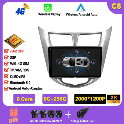 Car Radio For Hyundai Solaris 1 2010 - 2016 Android 14  wifi Multimedia Video Player Navigaion   GPS Stereo 2din DVD  Head unit Ferrari   Android host