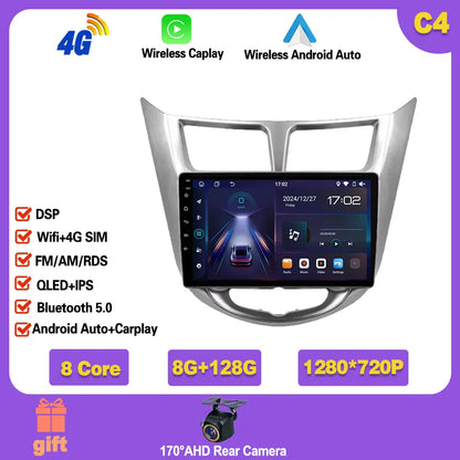 Car Radio For Hyundai Solaris 1 2010 - 2016 Android 14  wifi Multimedia Video Player Navigaion   GPS Stereo 2din DVD  Head unit Ferrari   Android host