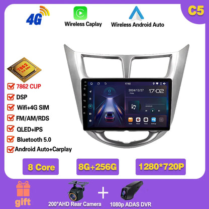 Car Radio For Hyundai Solaris 1 2010 - 2016 Android 14  wifi Multimedia Video Player Navigaion   GPS Stereo 2din DVD  Head unit Ferrari   Android host
