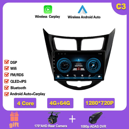 Car Radio For Hyundai Solaris 1 2010 - 2016 Android 14  wifi Multimedia Video Player Navigaion   GPS Stereo 2din DVD  Head unit Ferrari   Android host