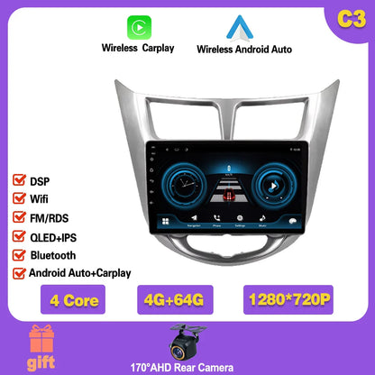 Car Radio For Hyundai Solaris 1 2010 - 2016 Android 14  wifi Multimedia Video Player Navigaion   GPS Stereo 2din DVD  Head unit Ferrari   Android host