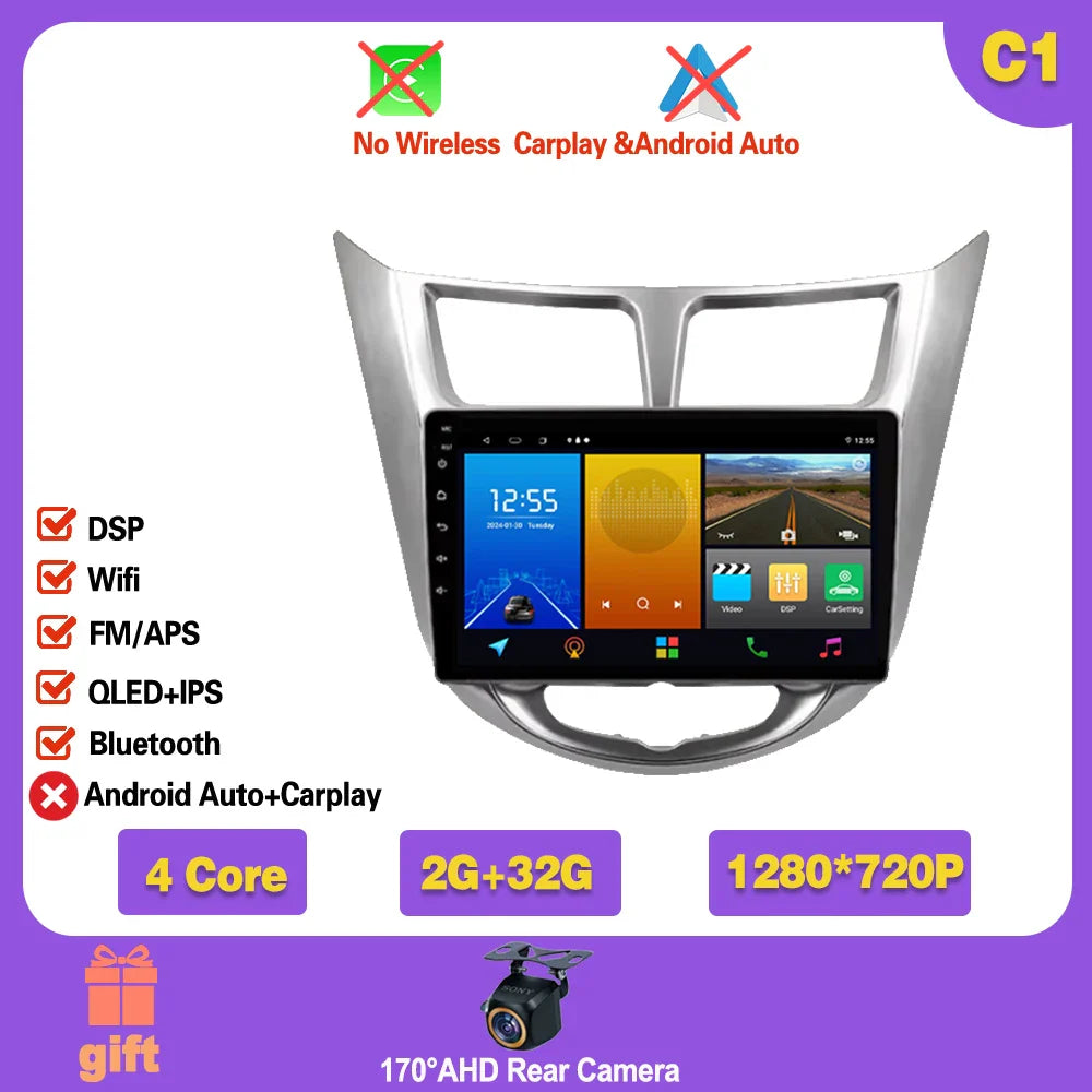 Car Radio For Hyundai Solaris 1 2010 - 2016 Android 14  wifi Multimedia Video Player Navigaion   GPS Stereo 2din DVD  Head unit Ferrari   Android host