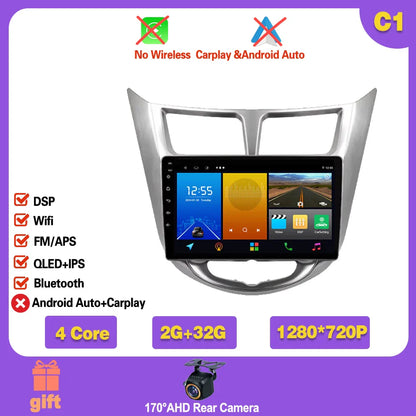 Car Radio For Hyundai Solaris 1 2010 - 2016 Android 14  wifi Multimedia Video Player Navigaion   GPS Stereo 2din DVD  Head unit Ferrari   Android host