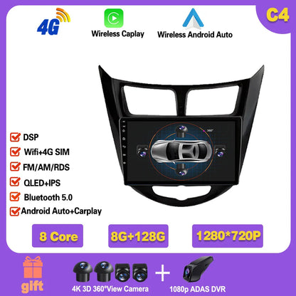 Car Radio For Hyundai Solaris 1 2010 - 2016 Android 14  wifi Multimedia Video Player Navigaion   GPS Stereo 2din DVD  Head unit Ferrari   Android host