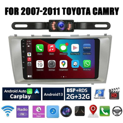 Toyota Android Head Unit   iSpchen Car Radio Stereo for Toyota Camry 2007-2011, 9" Touchscreen Android 13 Support Carplay Android Auto Navigation Bluetooth Radio Video Mirror Link Steering Wheel Control 2GRAM+32GROM,Black