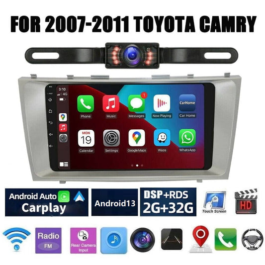 Toyota Android Head Unit   iSpchen Car Radio Stereo for Toyota Camry 2007-2011, 9" Touchscreen Android 13 Support Carplay Android Auto Navigation Bluetooth Radio Video Mirror Link Steering Wheel Control 2GRAM+32GROM,Black