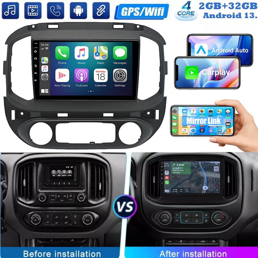 Car Stereo for Chevrolet Colorado 2015-2017, 9 Inch Touch Screen Android 13.0 GPS Navigation Bluetooth Car Radio with Wireless CarPlay | Android Auto | Hi-Fi | AHD Backup Camera