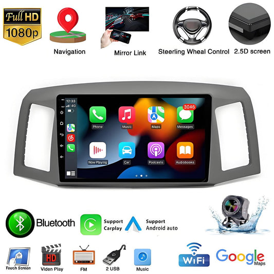 Car Stereo Radio Fit for Jeep Grand Cherokee 2004-2007, 10'' HD Touchscreen Head Unit with Carplay Android Auto Bluetooth GPS Backup Camera Split Screen FM/AM