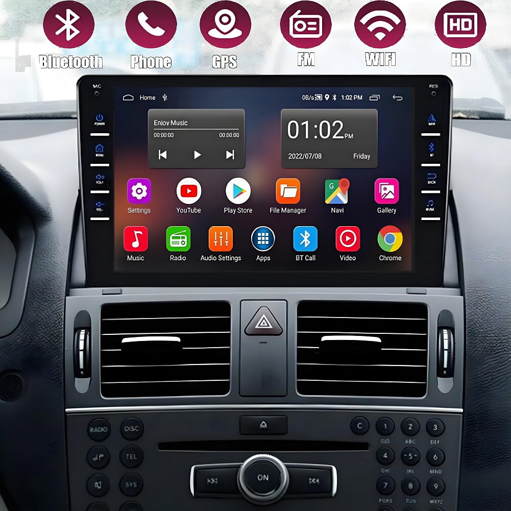Mercedes-Benz Android Head Unit    IKASEFU Car Stereo for Mercedes Benz W204 S204 2006-2011 Support Wireless Carplay Android Auto with 9” Touchscreen 2+32G HiFi WiFi GPS Navigation Radio