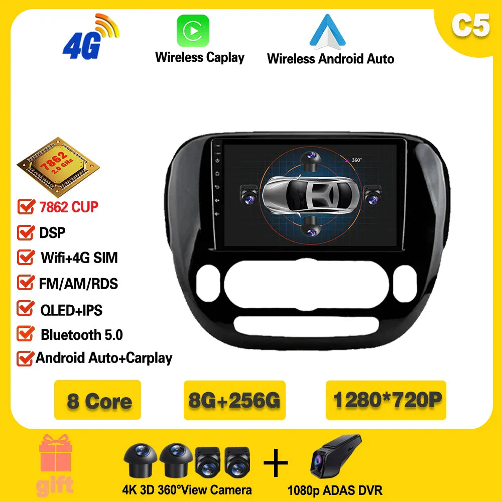 Carplay Auto WiFi For Kia Soul 2 PS 2013 - 2019  Android 14 Car Radio Multimedia Video Player Navigation GPS No 2din 2 din dvd Ferrari   Android host