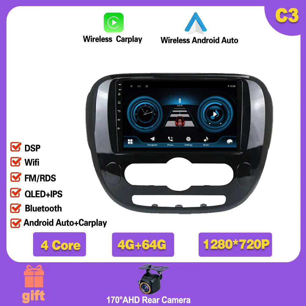 Carplay Auto WiFi For Kia Soul 2 PS 2013 - 2019  Android 14 Car Radio Multimedia Video Player Navigation GPS No 2din 2 din dvd Ferrari   Android host