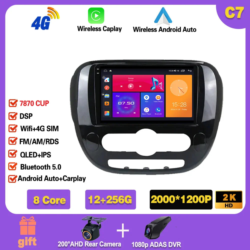 Carplay Auto WiFi For Kia Soul 2 PS 2013 - 2019  Android 14 Car Radio Multimedia Video Player Navigation GPS No 2din 2 din dvd Ferrari   Android host