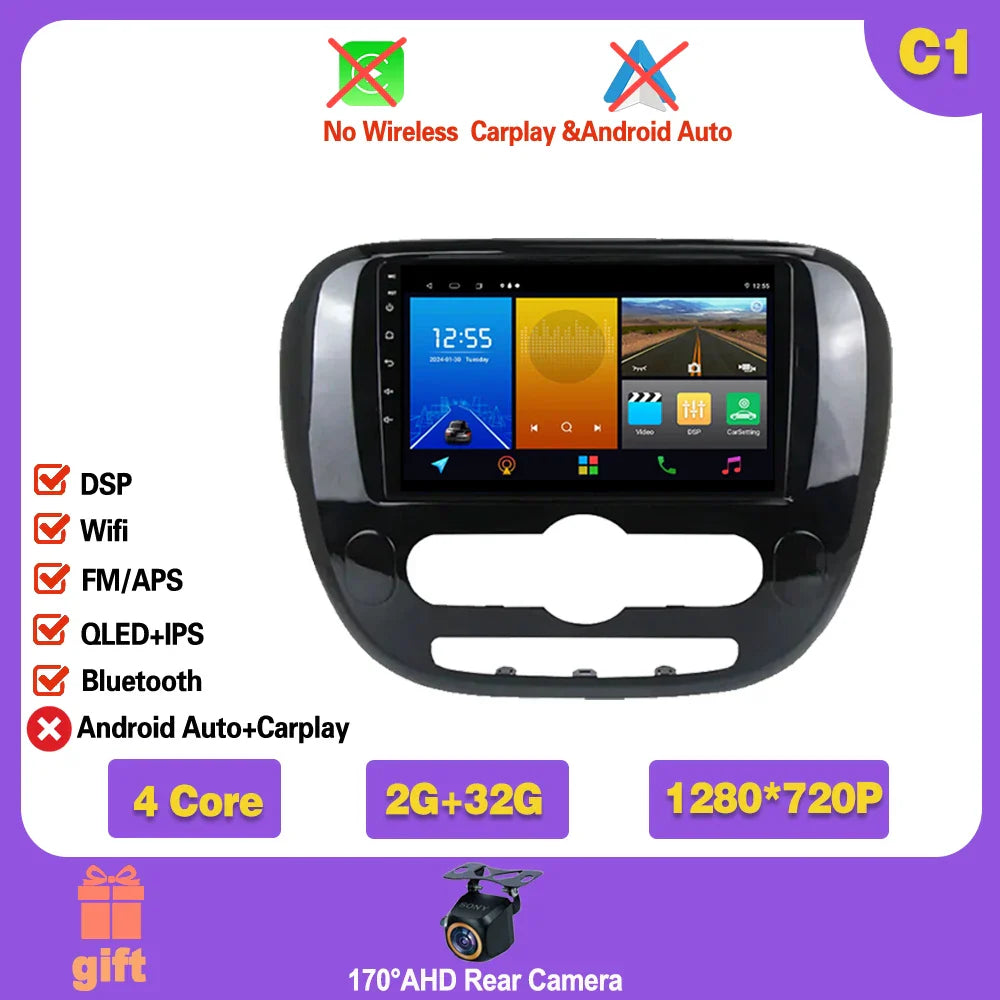 Carplay Auto WiFi For Kia Soul 2 PS 2013 - 2019  Android 14 Car Radio Multimedia Video Player Navigation GPS No 2din 2 din dvd Ferrari   Android host