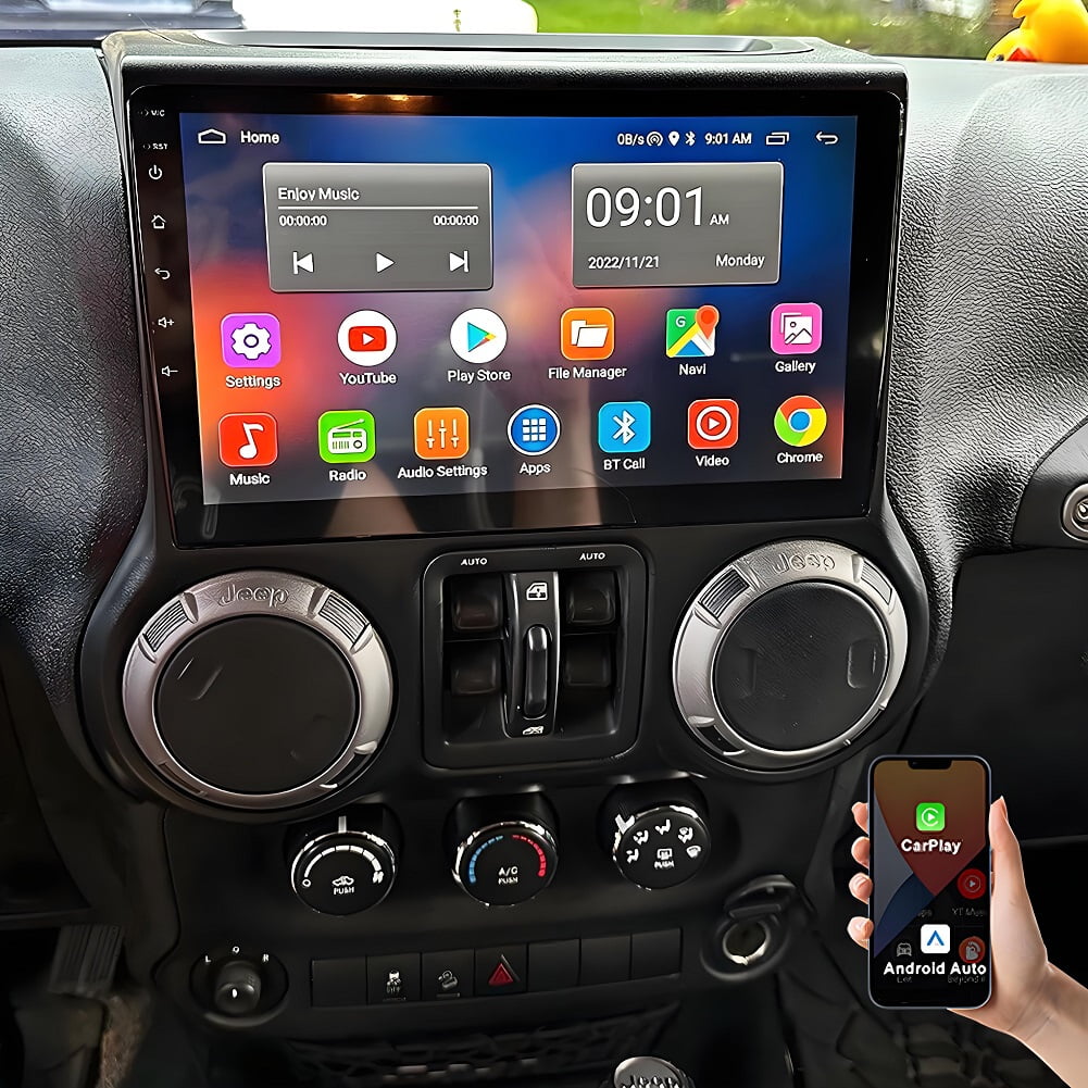 Eforcase Android 13 Car Stereo Radio Compatible for Jeep Wrangler 2011-2014, Support Wireless Carplay Android Auto Car Player Radio, 9" Touch Screen Bluetooth GPS Navigation