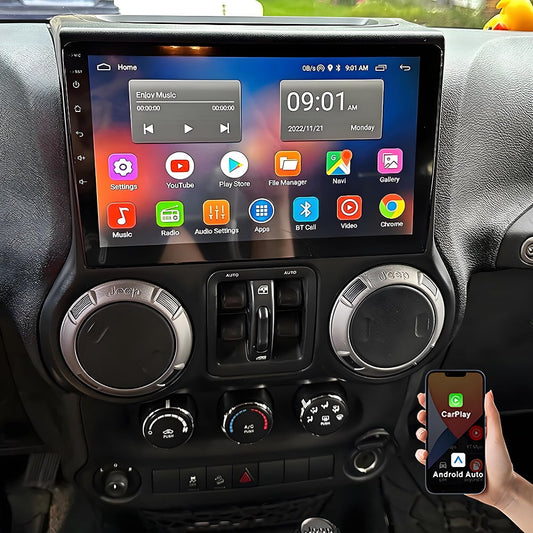 Eforcase Android 13 Car Stereo Radio Compatible for Jeep Wrangler 2011-2014, Support Wireless Carplay Android Auto Car Player Radio, 9" Touch Screen Bluetooth GPS Navigation