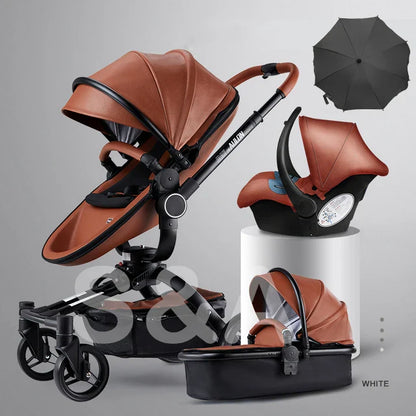 Fast and free shipping 3in1 baby stroller Aulon 360 ° roation pram newborn bassinet egg shell seat lying and seat infant carriage