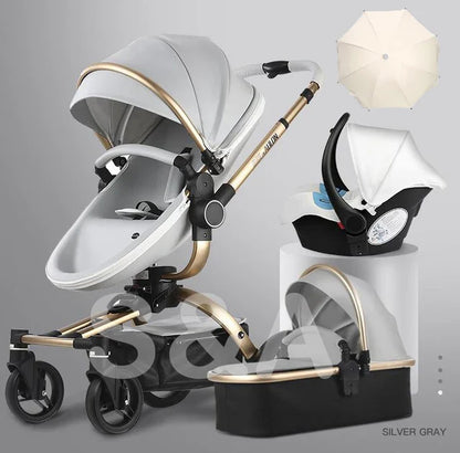 Fast and free shipping 3in1 baby stroller Aulon 360 ° roation pram newborn bassinet egg shell seat lying and seat infant carriage