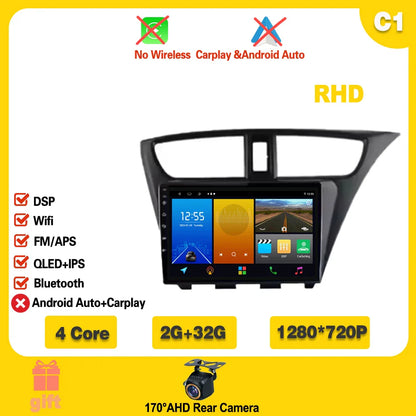 For Honda CIVIC Hatchback 2012-2017 Android 14 GPS Qualcomm Snapdragon high-performance Car Radio stereo multimedia player Ferrari   Android host