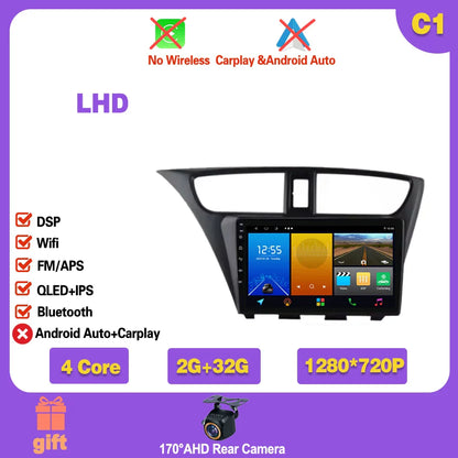 For Honda CIVIC Hatchback 2012-2017 Android 14 GPS Qualcomm Snapdragon high-performance Car Radio stereo multimedia player Ferrari   Android host