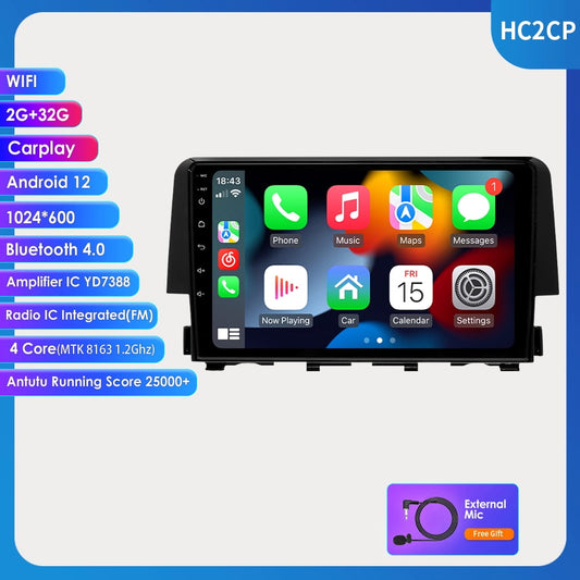 For Honda Civic 2016-2021 Android 12 Carplay GPS Navigation Wifi 2+32GB Car Stereo Radio Player Honda Android host