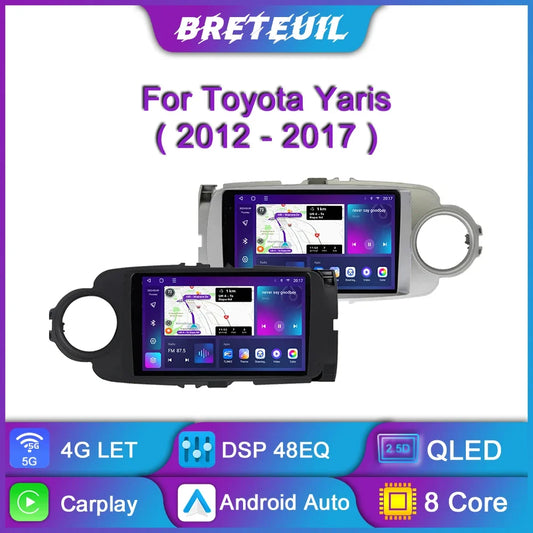 For Toyota Yaris 2012 - 2017 Android Car Radio Multimedia Video Player GPS Navigation Carplay QLED Touch Screen Auto Stereo DSP Ferrari   Android host