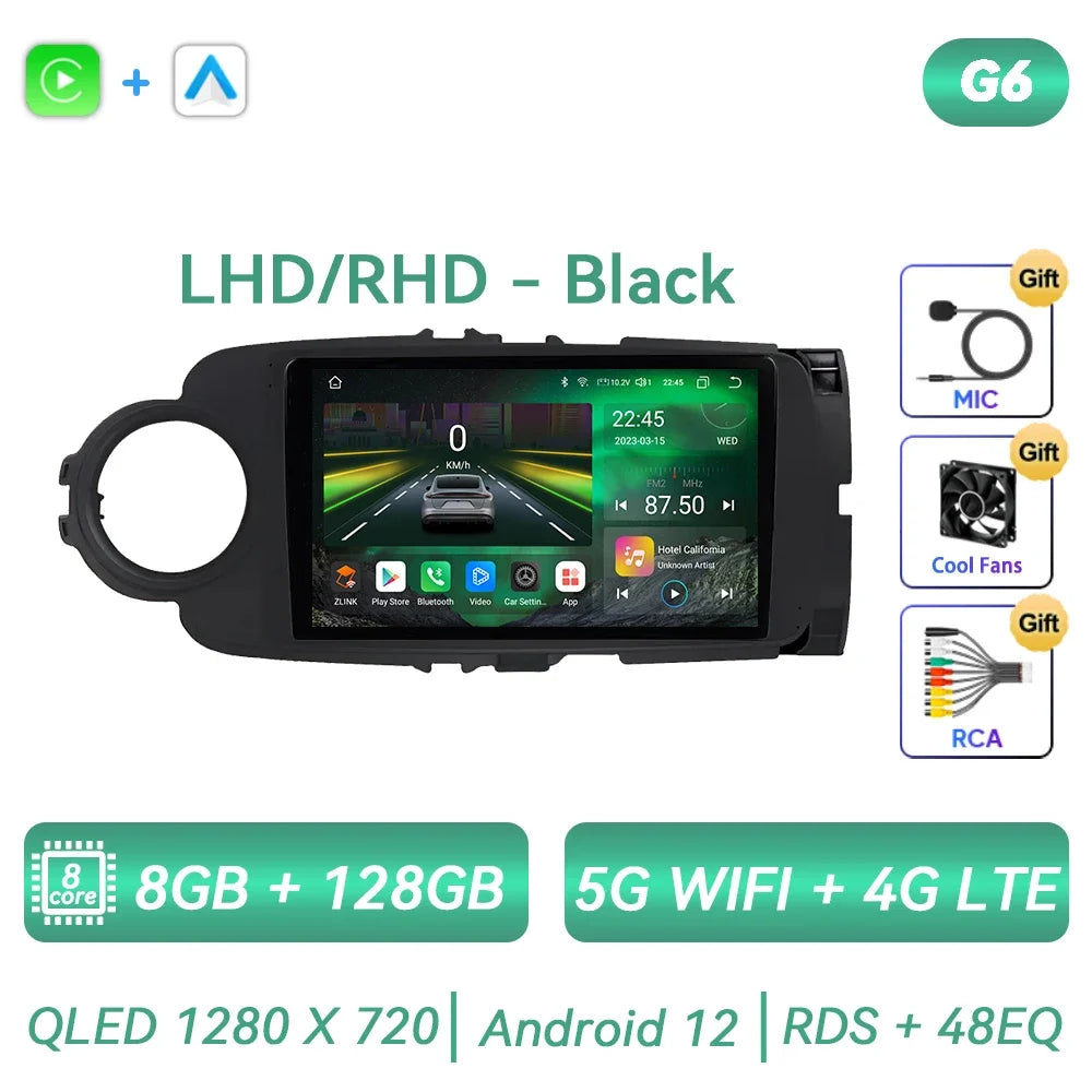 For Toyota Yaris 2012 - 2017 Android Car Radio Multimedia Video Player GPS Navigation Carplay QLED Touch Screen Auto Stereo DSP Ferrari   Android host