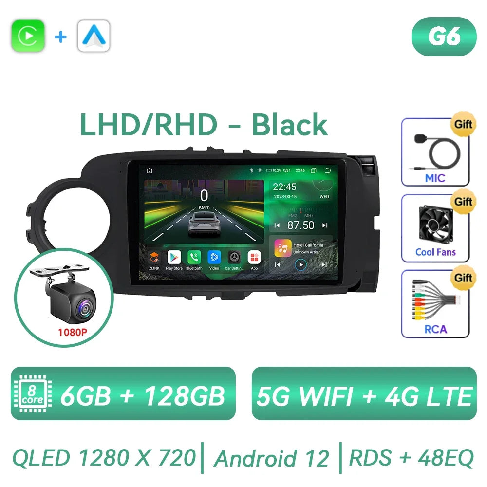 For Toyota Yaris 2012 - 2017 Android Car Radio Multimedia Video Player GPS Navigation Carplay QLED Touch Screen Auto Stereo DSP Ferrari   Android host