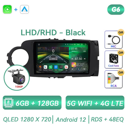 For Toyota Yaris 2012 - 2017 Android Car Radio Multimedia Video Player GPS Navigation Carplay QLED Touch Screen Auto Stereo DSP Ferrari   Android host