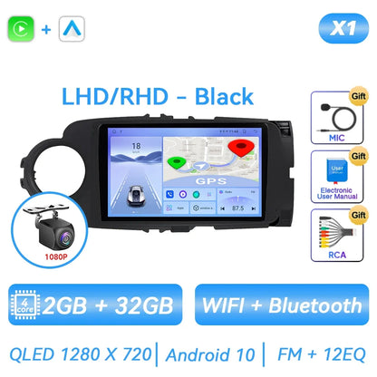 For Toyota Yaris 2012 - 2017 Android Car Radio Multimedia Video Player GPS Navigation Carplay QLED Touch Screen Auto Stereo DSP Ferrari   Android host