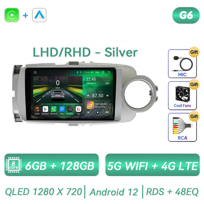 For Toyota Yaris 2012 - 2017 Android Car Radio Multimedia Video Player GPS Navigation Carplay QLED Touch Screen Auto Stereo DSP Ferrari   Android host