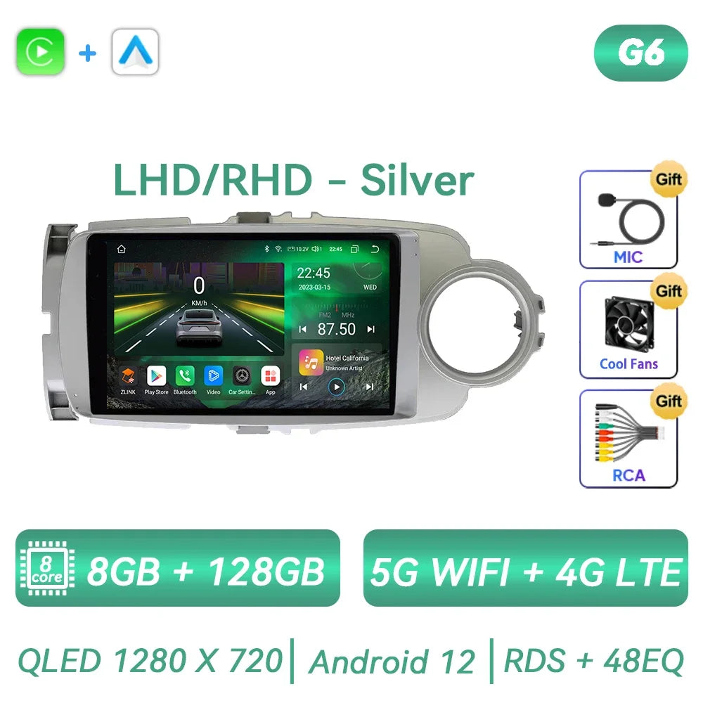 For Toyota Yaris 2012 - 2017 Android Car Radio Multimedia Video Player GPS Navigation Carplay QLED Touch Screen Auto Stereo DSP Ferrari   Android host