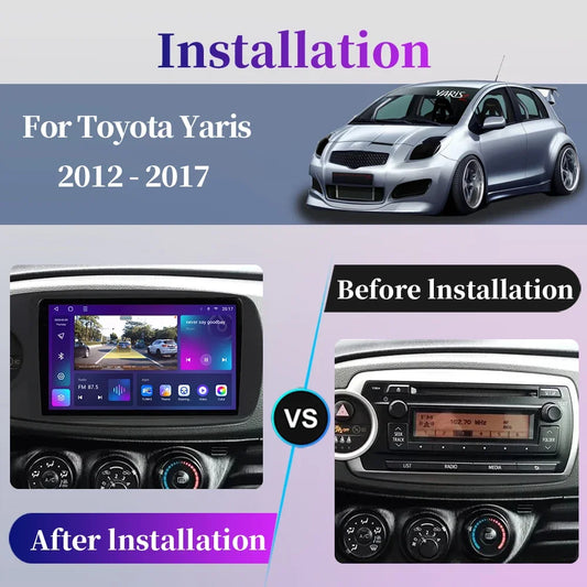 For Toyota Yaris 2012 - 2017 Android Car Radio Multimedia Video Player GPS Navigation Carplay QLED Touch Screen Auto Stereo DSP Ferrari   Android host