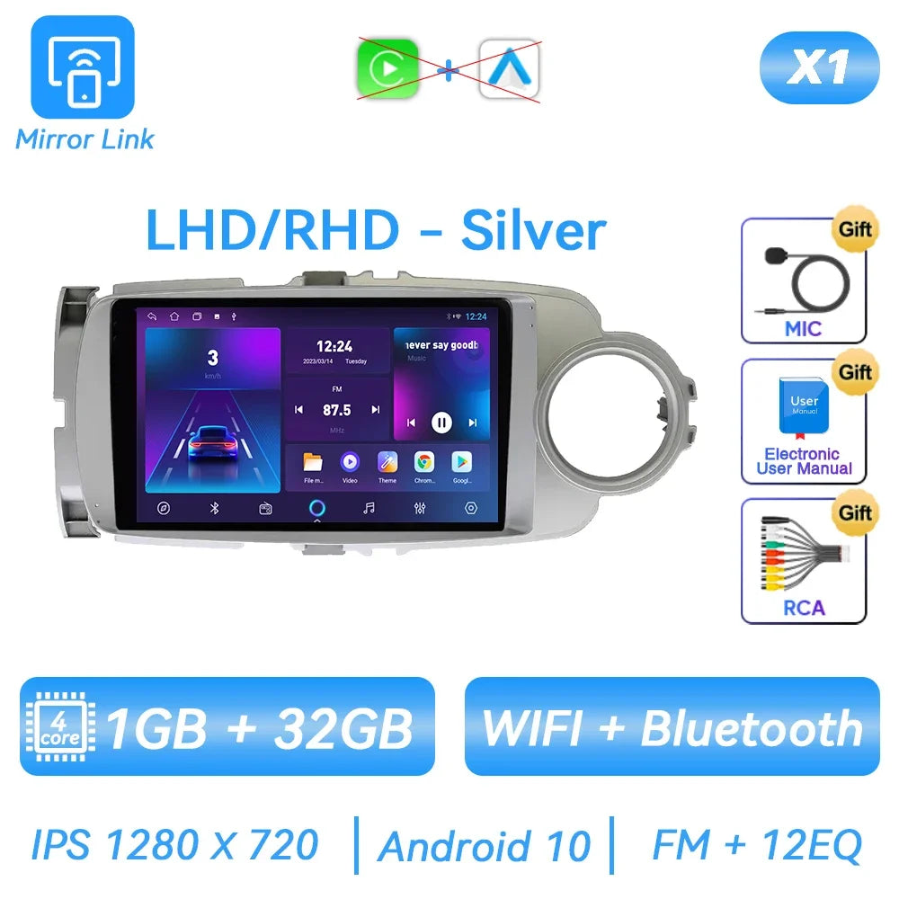 For Toyota Yaris 2012 - 2017 Android Car Radio Multimedia Video Player GPS Navigation Carplay QLED Touch Screen Auto Stereo DSP Ferrari   Android host