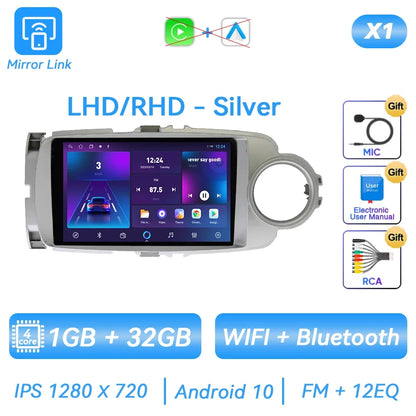 For Toyota Yaris 2012 - 2017 Android Car Radio Multimedia Video Player GPS Navigation Carplay QLED Touch Screen Auto Stereo DSP Ferrari   Android host