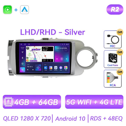 For Toyota Yaris 2012 - 2017 Android Car Radio Multimedia Video Player GPS Navigation Carplay QLED Touch Screen Auto Stereo DSP Ferrari   Android host