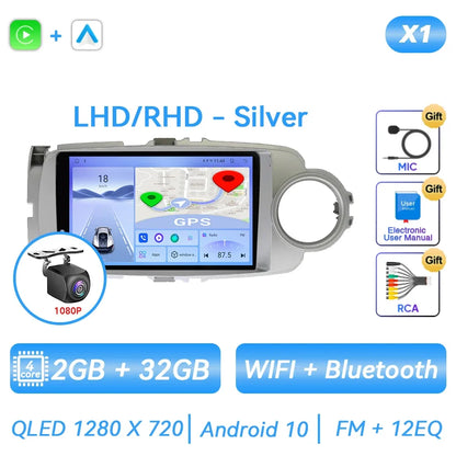 For Toyota Yaris 2012 - 2017 Android Car Radio Multimedia Video Player GPS Navigation Carplay QLED Touch Screen Auto Stereo DSP Ferrari   Android host