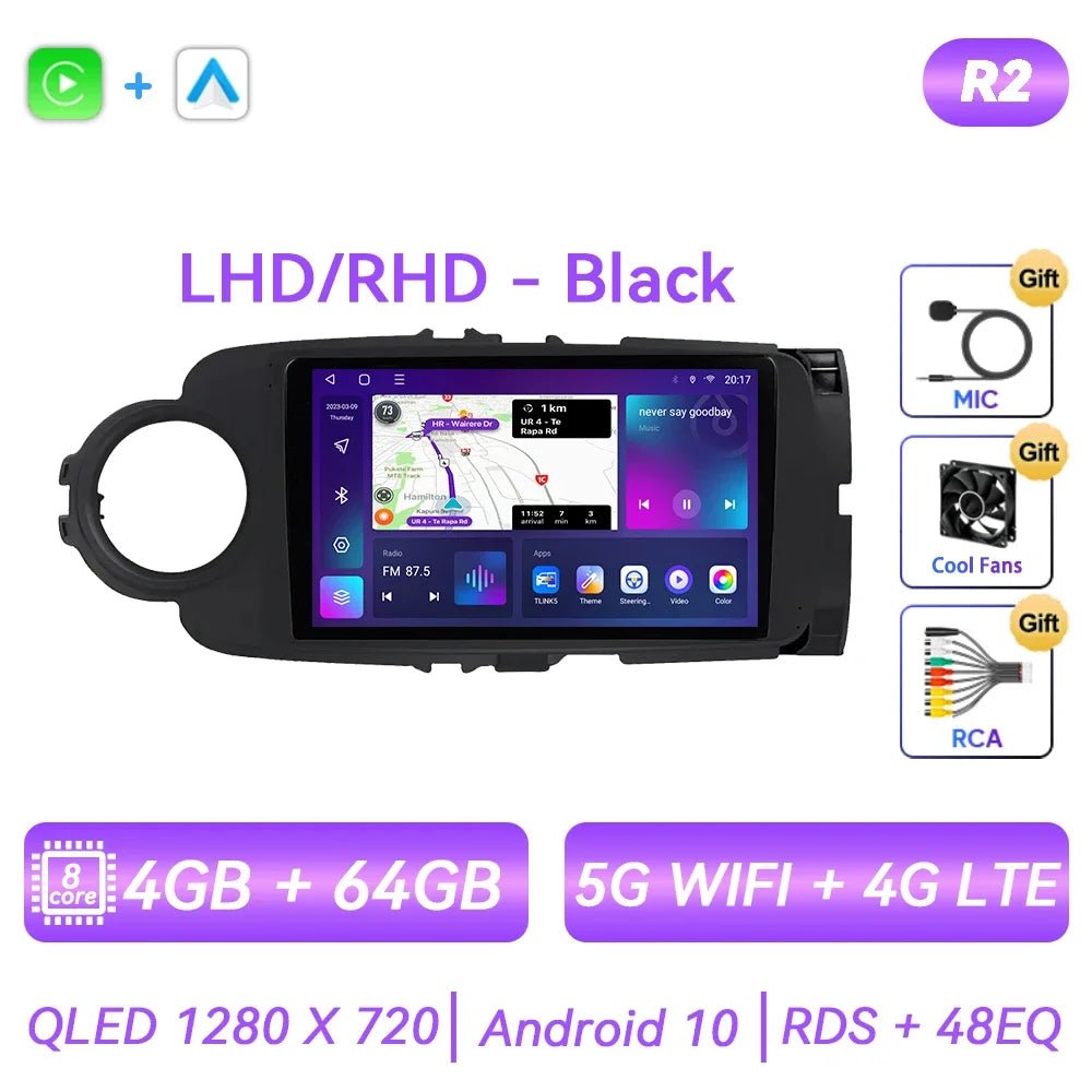 For Toyota Yaris 2012 - 2017 Android Car Radio Multimedia Video Player GPS Navigation Carplay QLED Touch Screen Auto Stereo DSP Ferrari   Android host
