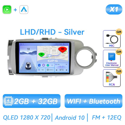 For Toyota Yaris 2012 - 2017 Android Car Radio Multimedia Video Player GPS Navigation Carplay QLED Touch Screen Auto Stereo DSP Ferrari   Android host