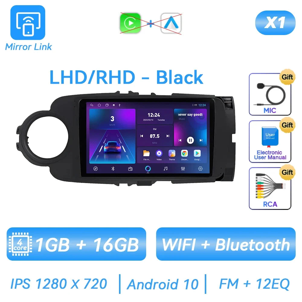 For Toyota Yaris 2012 - 2017 Android Car Radio Multimedia Video Player GPS Navigation Carplay QLED Touch Screen Auto Stereo DSP Ferrari   Android host