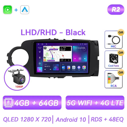 For Toyota Yaris 2012 - 2017 Android Car Radio Multimedia Video Player GPS Navigation Carplay QLED Touch Screen Auto Stereo DSP Ferrari   Android host