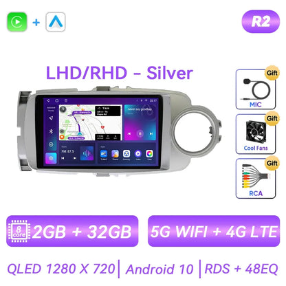 For Toyota Yaris 2012 - 2017 Android Car Radio Multimedia Video Player GPS Navigation Carplay QLED Touch Screen Auto Stereo DSP Ferrari   Android host